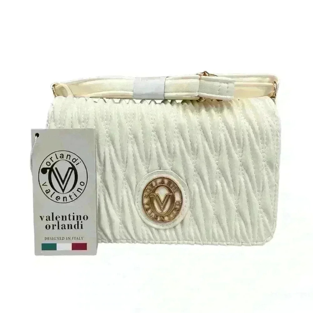 NWT Valentino Orlandi White Vegan Leather Crossbody Shoulder Bag
